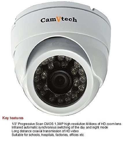 CamVtech USA AHD Camera 1/3" SONY Sensor CMOS 1.3MP high resolution of HD zoom lens AHD whetherproof dome camera Wide Angle Lens 720P 24IR,Infrared automatic of the day/night mode 
