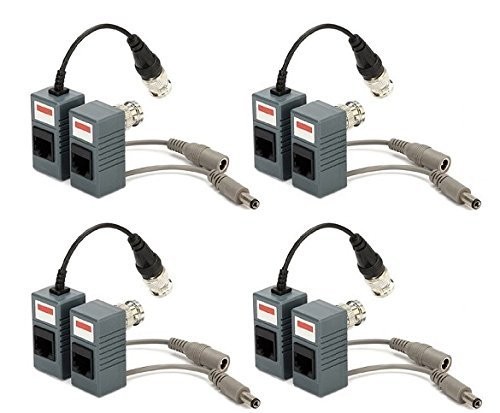 CamVtech USA 4 Pairs Video Power Balun Network Transceiver Connectors CAT5/CAT6 to BNC High-end unit 