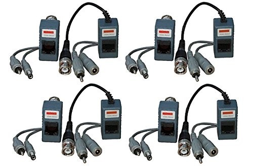 CamVtech USA 4 Pairs Video Audio Power Balun Network Transceiver Connectors CAT5/CAT6 to BNC High-end unit 