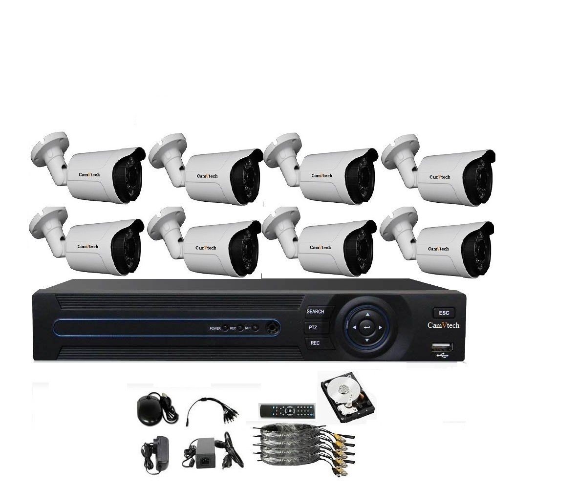 CamVtech AHD 720P 8CH Security System - 8- AHD 1.3 MP IP66 Camera High End