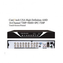 Camvtech Usa Ambassador Hybrid 16-Channel AHD CCTV Surveillance Video Security, Supports: 16ch x 960H/720P/960P/1080P/IPCx8ch Equipped with New Features Qr-code Scan P2P, W/Fan