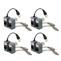 CamVtech USA 4 Pairs Video Power Balun Network Transceiver Connectors CAT5/CAT6 to BNC High-end unit 