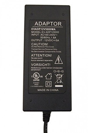 CamVtech USA 12V 5A (5000mA) AC DC Power Supply Adapter 